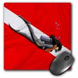 3dRose Woman SCUBA diver in front of a red and white dive flag. - Mouse Pad 8 by 8-inch (mp_295425_1)