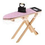 1//24 Wooden Ironing Board & Black Iron Dollhouse Miniature