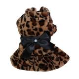 MarinaVida Dog Winter Dresses Coats Leopard Print Faux Fur Plush Warm Coats Jackets for Small Puppy Teddy Chihuahua Cold Weather Clothes