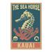 Kauai Seahorse Woodblock (Blue and Pink) 500 Piece Challenging 19 x 27 Jigsaw Puzzle for Adults and Family Made in USA