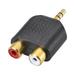 3.5mm Male to 2 RCA Female Connector Splitter Adapter Coupler Black for Stereo Audio Video Cable Convert