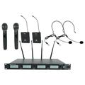 Rockville RWM-4Z Quad Wireless UHF Handheld/Headset Microphone System 20 Channel