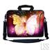 LSS 13.3 inch Laptop Sleeve Bag Notebook with Extra Side Pocket Soft Carrying Handle & Removable Shoulder Strap for 12 12.1 13 13.3 - Sparkling Butterfly