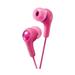 JVC Gumy Plus Earbuds - in Ear Headphones (HA-FX7PN) Powerful Sound Comfortable and Secure Fit Comes with S/M/L Silicone Ear Pieces 3.3 ft Cord (Pink)