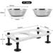 Elevated Dog Bowl with Double Stainless Steel Bowl and Waterproof Plate Rustic Wooden Dog Dish Stand for Small and Medium Dogs and Cats. Off-White