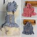 XS-XL Dog Clothes Dresses Puppy Pet Spring Summer Clothes Doggie Cotton Princess Dress Hat Suit Blue Red