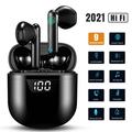 Bluetooth Wireless Earbud Headphones Hi-Fi Stereo Earbuds [with 24 Hrs LED display charging box/USB-C Quick Chage] Built-in Mic in-Ear Sports Earbuds for iPhone/Samsung/Android- Black