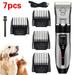 7 Pcs/Set Mute Dog Clippers Cat Hair Trimmer Cordless Pet Clippers Grooming Clippers for Dogs Cats Horses Gray