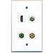 RiteAV - 1 Port HDMI 1 Port RCA Yellow 1 Port RCA Green 1 Port Coax Cable TV- F-Type Wall Plate