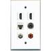 RiteAV - 2 HDMI 1 Port RCA Red 1 Port Coax Cable TV- F-Type 1 Port 3.5mm 1 Port Cat5e Ethernet White Wall Plate