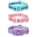 YUDOTE Reflective Dog Collars Medium with Soft Two-Tone Webbing Pink Blue Purple 3 Packs