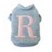 Abcelit Cute Letter R Printed Coat for Dogs Autumn and Winter Warm Sweater for Small & Medium Dogs (Gray M)