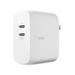 Belkin BoostCharge Dual Port USB-C 68W GaN Wall Charger - iPhone Charger Fast Charging - Type C Charger - USB-C PD Charger for Apple iPhone 15 Samsung Galaxy S23 Airpods Pro iPad Pro Macbook Pro