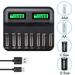 HOTBEST 8 Slot Battery Charger Intelligent for AA AAA SC C D able 8-Bay Smart with Automatic LCD Display Fast Rechargeable
