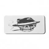 Skull Computer Mouse Pad Monochromatic Graphic of a Deadly Smoking Gangster Skeleton Head with a Hat Rectangle Non-Slip Rubber Mousepad X-Large 35 x 15 Dark Grey and White by Ambesonne