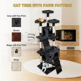 Pefilos 67 Cat Tree Tree for Large Cats with Hammock Cat Condo for Multiple Cats Cat Tree Tower for Indoor Cats Wall Large Pet Club Cat Tree Furniture Gray