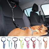 Visland Dog Cat Safety Seat Belt Strap Car Headrest Reflective Nylon Restraint Adjustable Nylon Fabric Dog Restraints Vehicle Seatbelts Harness