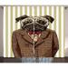 Pug Curtains 2 Panels Set Hand Drawn Sketch of Smart Dressed Dog Jacket Shirt Bow Suit Striped Background Window Drapes for Living Room Bedroom 108W X 90L Inches Brown Pale Brown by Ambesonne