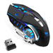 Rechargeable Wireless Bluetooth Mouse Multi-Device (Tri-Mode:BT 5.0/4.0+2.4Ghz) with 3 DPI Options Ergonomic Optical Portable Silent Mouse for Dell Alienware m15 R4 Laptop Blue Black