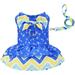 Dog Harness Dress with Leash Set Princess Dog Dress for Small Dog Girl Polka Dot Puppy Dresses with D Ring Pet Clothes Doggie Outfits Cat Apparel