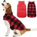 Kuoser British Style Plaid Dog Winter Coat Windproof Cozy Cold Weather Dog Coat Dog Apparel Dog Jacket Dog Vest for Small Medium and Large Dogs with Pocket & Leash Hook XS-3XL