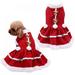 Dogs Jingle Bell Red Dress -Pet Autumn and Winter Warm Clothes for Dog Girls -Costume Red Dress -Puppy Warm Fleece Skirt for Christmas