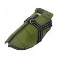 Pet Dog Jacket With Harness Winter Warm Dog Clothes For Small Dogs Windproof Big Dog Coat Winter Clothes ArmyGreen