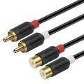 J&D 2 RCA Extension Cable RCA Cable Gold Plated Audiowave Series 2 RCA Male to 2 RCA Female Stereo Audio Extension Cable 3 Feet