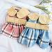 SPRING PARK Pet Clothes for Dog Dresses Puppy Plaid Printing Turn Down Collar Dress Doggie Outfits Party Costumes