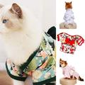 SPRING PARK Adorable Fabric Pet Kimono Dress Japanese Style Pet Dress Floral Bowknot Pet Costume for Dogs Cats