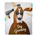 KDAGR Throw Blanket Warm Cozy Print Flannel Wash Basset Hound Getting Groomed at Pet Grooming Salon Dog Comfortable Soft for Bed Sofa and Couch 50x60 Inches