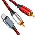 USB C to 2 RCA Audio Cable Type C Male to 2 RCA Male Audio Cable for Tablet Speaker Amplifier TV 1M