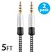 2-Pack Aux Cable FreedomTech 5FT Nylon Braided Hi-Fi Sound Quality Audio Cable 3.5MM Male to Male Auxiliary Audio Cord for Car Stereos iPhone iPad Beats Solo 2 3 Headphones Samsung Galaxy Android