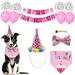 Pet Birthday Decorations Set Funny Latex Balloons Pet Hat Bowtie Dog Bib Party Banner Happy Birthday Banner Balloon - Pink
