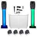 DJ Package w/ Dual 15 Bluetooth Speakers+Mic+Tripod+Totem Stands+Facade+ Lights