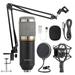 Machinehome Condenser Microphone Bundle BM-800 Mic Kit with Adjustable Mic Suspension Scissor Arm Metal Shock Mount and Double-layer Pop Filter for Studio Recording & Broadcasting Black silver