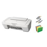 Canon PIXMA MG Series All-in-One Color Inkjet Printer Print Copy Scan Up to 8.0 ipm 4800 x 600 DPI 60 Sheets Paper Tray Hi-Speed USB Connect White With MTC Printer Cable and File Folders