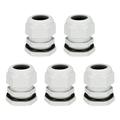 5Pcs PG25 Cable Gland Waterproof Joint Adjustable White for 16mm-21mm Dia Wire