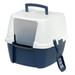 IRIS USA Jumbo Enclosed Hooded Cat Litter Box with Front Door Flap and Scoop Navy