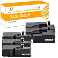 Toner H-Party 5-Pack Compatible Toner Cartridge for Dell 332-399 332-0400 332-0401 332-0402 for Use with Dell C1660W Printer Ink Printer Ink 2*Black Cyan Magenta Yellow