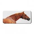 Animal Computer Mouse Pad Race Jokey Horse Pure Noble Animal Ride Hobby Nature Vehicle Artwork Paint Rectangle Non-Slip Rubber Mousepad X-Large 35 x 15 White and Cinnamon by Ambesonne