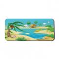 Tropical Computer Mouse Pad Beach View Cartoon with an Arbor Trees Foliage Plants Nursery Print Rectangle Non-Slip Rubber Mousepad X-Large 35 x 15 Green Mustard Sky Blue by Ambesonne