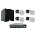 Rockville Multi Room Home Audio System w/8) 8 Ceiling Speakers+10 Subwoofer