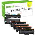 AAZTECH 5-Pack Compatible Toner Cartridge TN-760 & Drum Unit DR-730 for Brother HL-L2395DW MFC-L2750DW MFC-L2710DW HL-L2390DW HL-L2350DW Printer (4*Black Toner Cartridge 1*Drum)