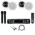 Rockville RPA70WBT Bluetooth Karaoke Amplifier+(4) 8 Ceiling Speakers+Mics