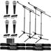 (4) Samson M10 Handheld Dynamic Vocal Microphones with Microphone Boom Stands Package
