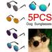 5 Piece Dog Sunglasses Round Metal Cat Classic Retro Sunglasses Pet Hippie Cute and Funny Pet Sunglasses Dog Cat Cosplay Party Costume Photo Props