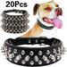 20 Pcs Adjustable Spiked Microfiber Leather Pet Dog Collars for Small Medium Large Pets Like Cats Dogs Pitbulls Bulldogs Pugs for Pet Big Family and for Pet Hospital Gift