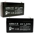 2x Pack - Compatible SONNENSCHEIN A506/1.2S Battery - Replacement UB613 Universal Sealed Lead Acid Battery (6V 1.3Ah 1300mAh F1 Terminal AGM SLA) - Includes 4 F1 to F2 Terminal Adapters