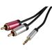 PRO SIGNAL Slim 3.5mm Stereo Plug to 2x Phono (RCA) Plug Lead 7.5m Black